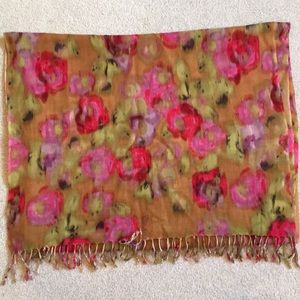 J Crew multi color long scarf, 100% wool